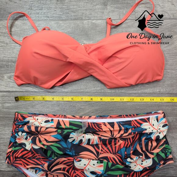 Charmleaks Cross Front Molded Cup High Waist Bikini Swimsuit Size XL - Picture 2 of 4